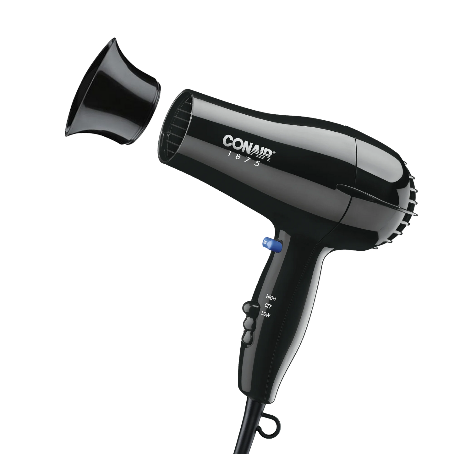 Conair 1875 Watt Mid Size Ceramic Hair Dryer, Black