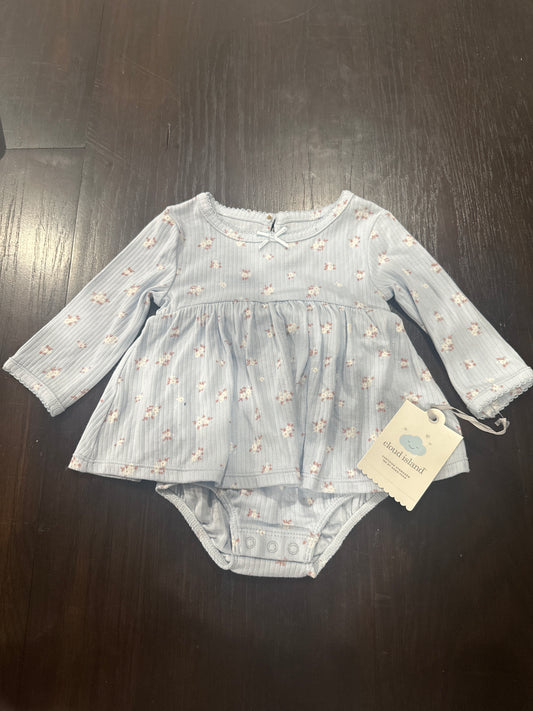 Cloud Island Floral Ribbed Long Sleeve Dress Bodysuit Baby One-Piece