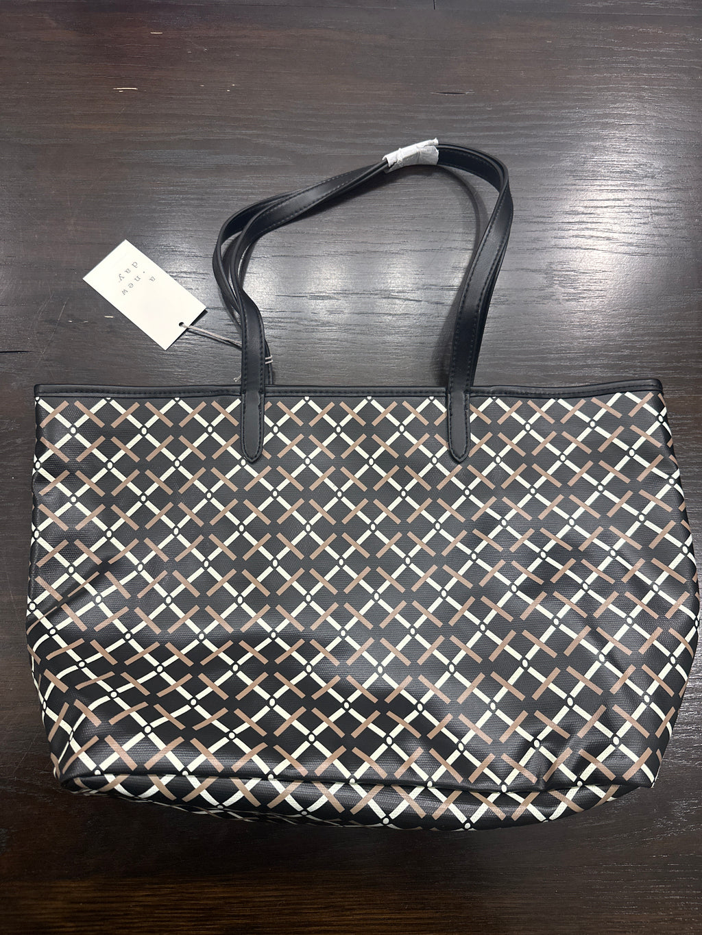 A New Day™ Monogram Tote Bag with Detachable Crossbody Strap Black