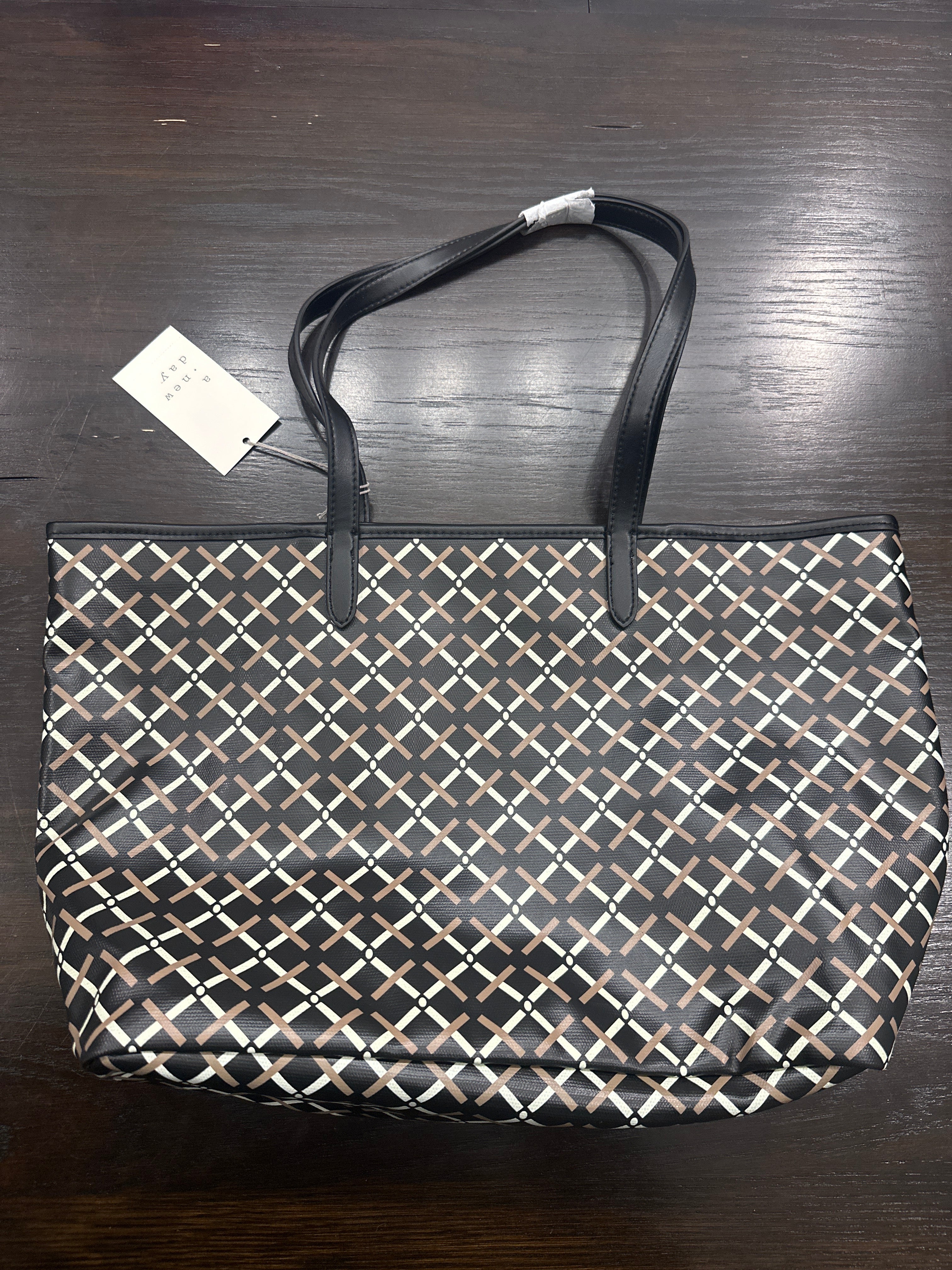 A New Day™ Monogram Tote Bag with Detachable Crossbody Strap Black