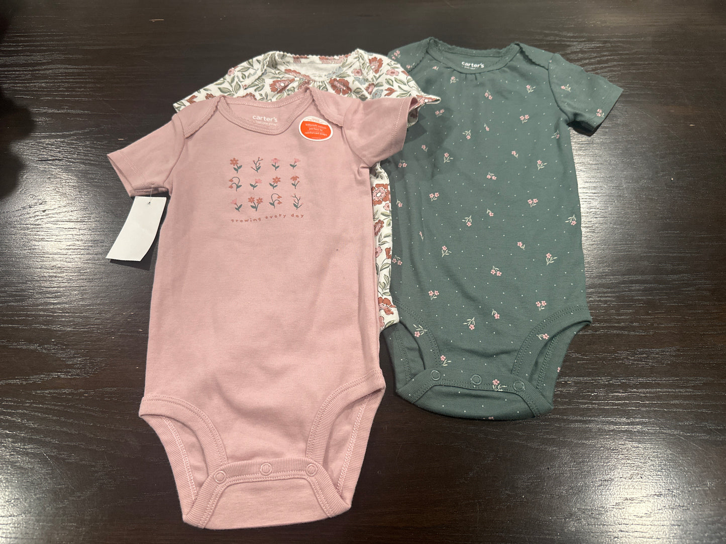 Carter’s® Just One You Baby Bodysuits – 3-Pack Floral & Solid Short Sleeve Onesies