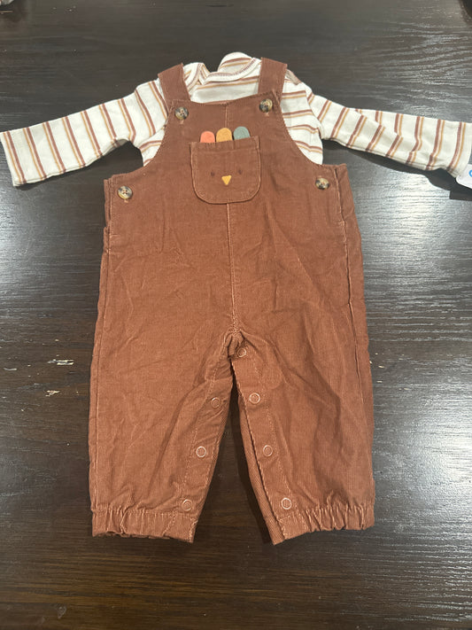 Carter’s Baby Corduroy Overalls & Striped Long Sleeve Bodysuit Set – Brown