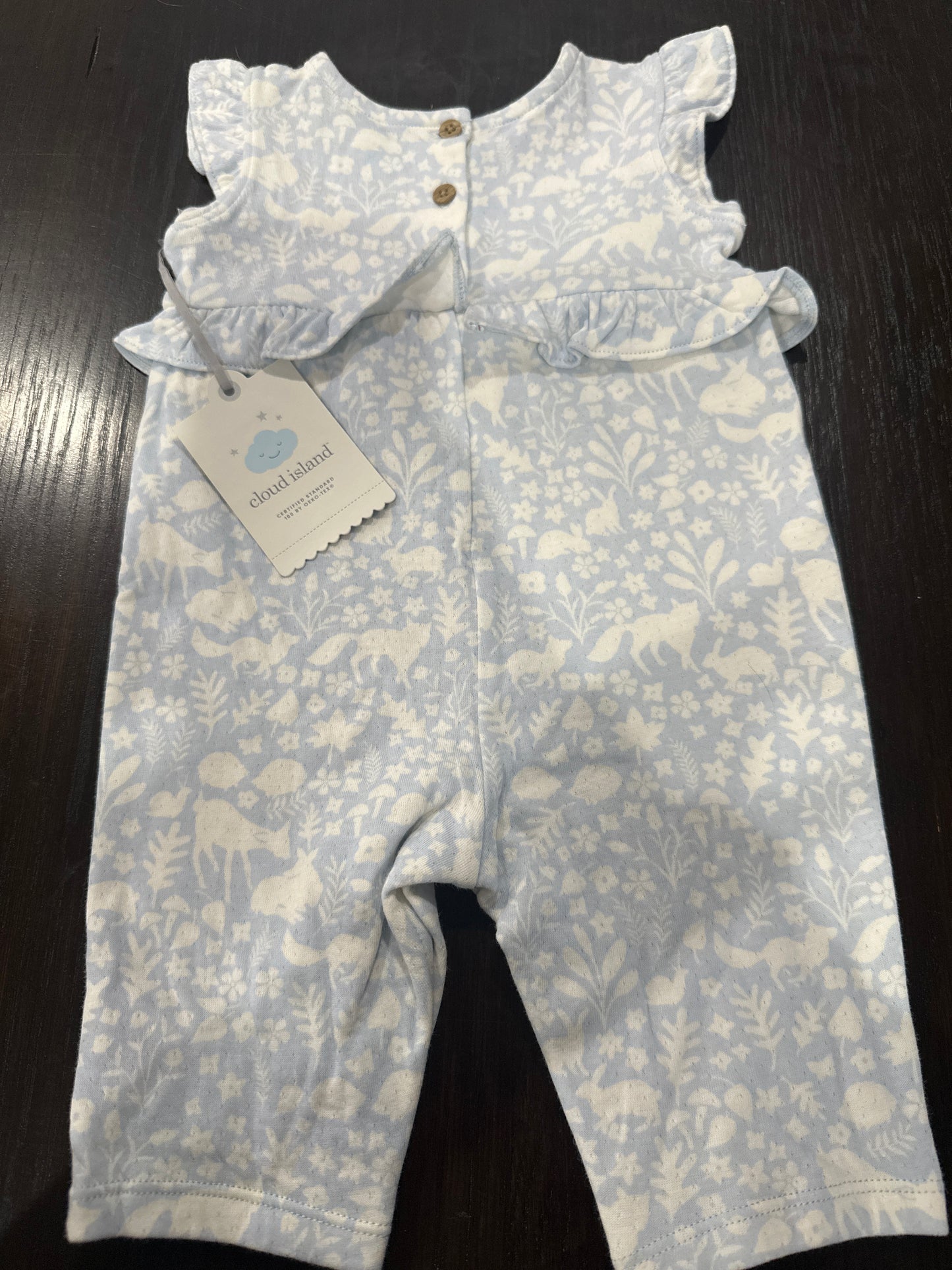 Cloud Island Baby Sleeveless Ruffle Romper Woodland Print Organic Cotton