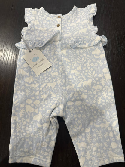 Cloud Island Baby Sleeveless Ruffle Romper Woodland Print Organic Cotton