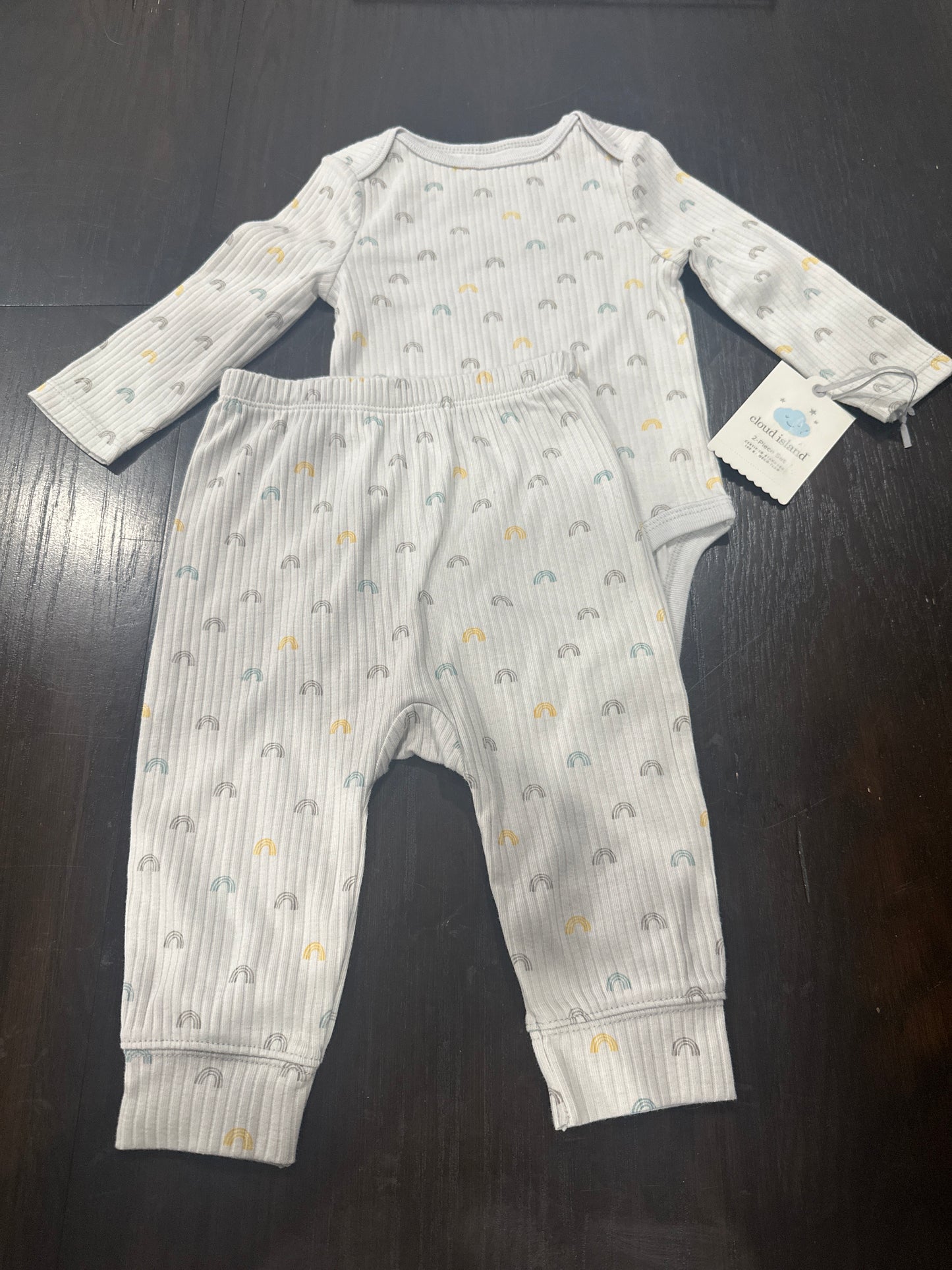 Cloud Island™ Baby Ribbed 2-Piece Outfit Set – Rainbow Print