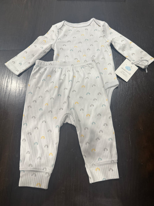 Cloud Island™ Baby Ribbed 2-Piece Outfit Set – Rainbow Print
