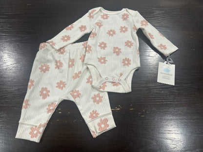 Cloud Island™ Baby 2-Piece Ribbed Floral Set – Cream