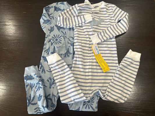 Carter’s® Baby 2-Pack Long Sleeve Sleepers – Ocean Print & Stripe