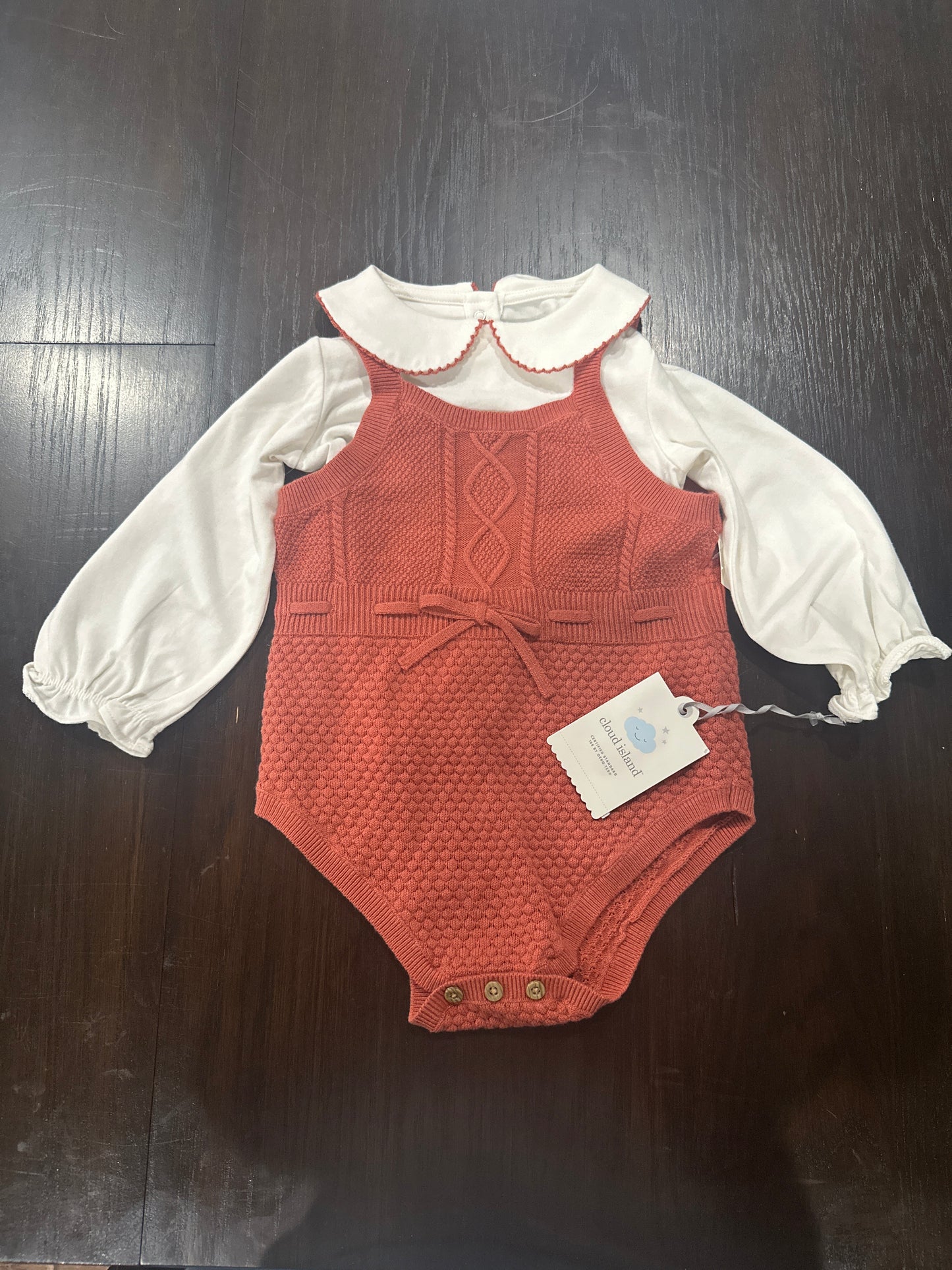 Cloud Island™ Baby Outfit – Knit Romper with Long Sleeve Blouse (2-Piece Set)