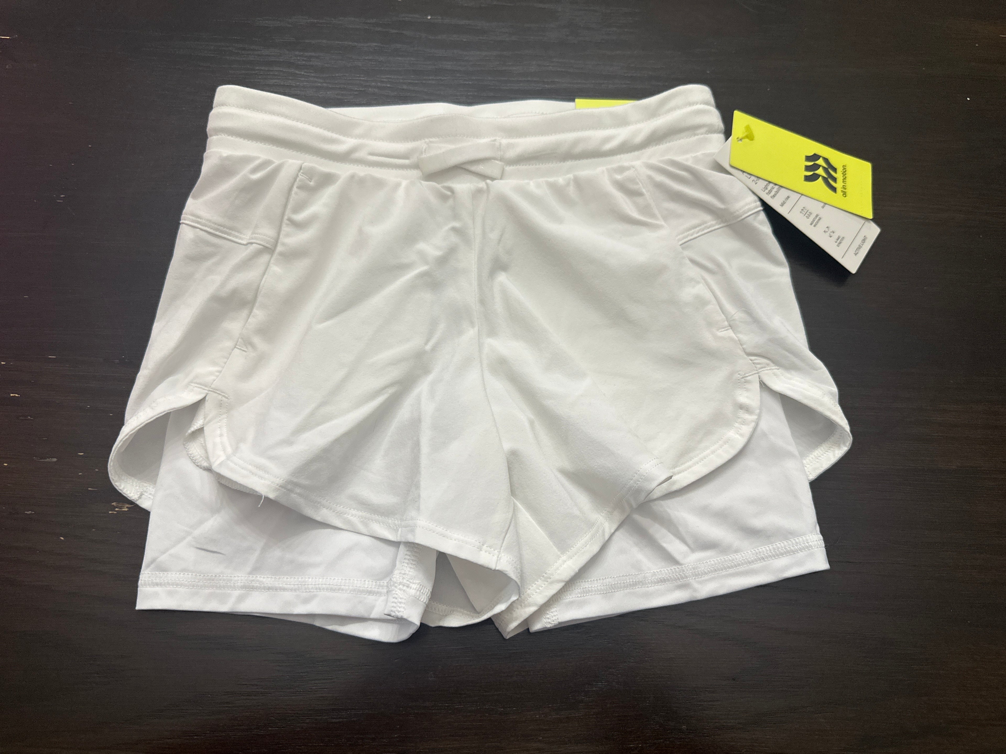 All in Motion Girls 2-in-1 Athletic Shorts White