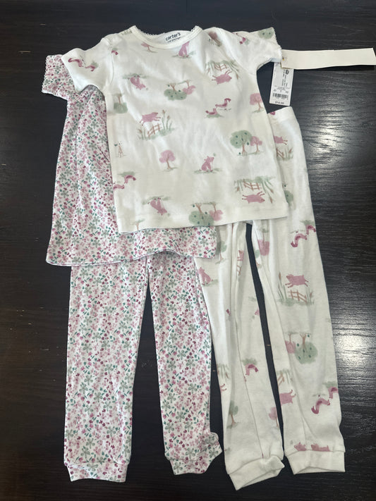 Carter’s Girls’ 4-Piece Pajama Set – Floral Print