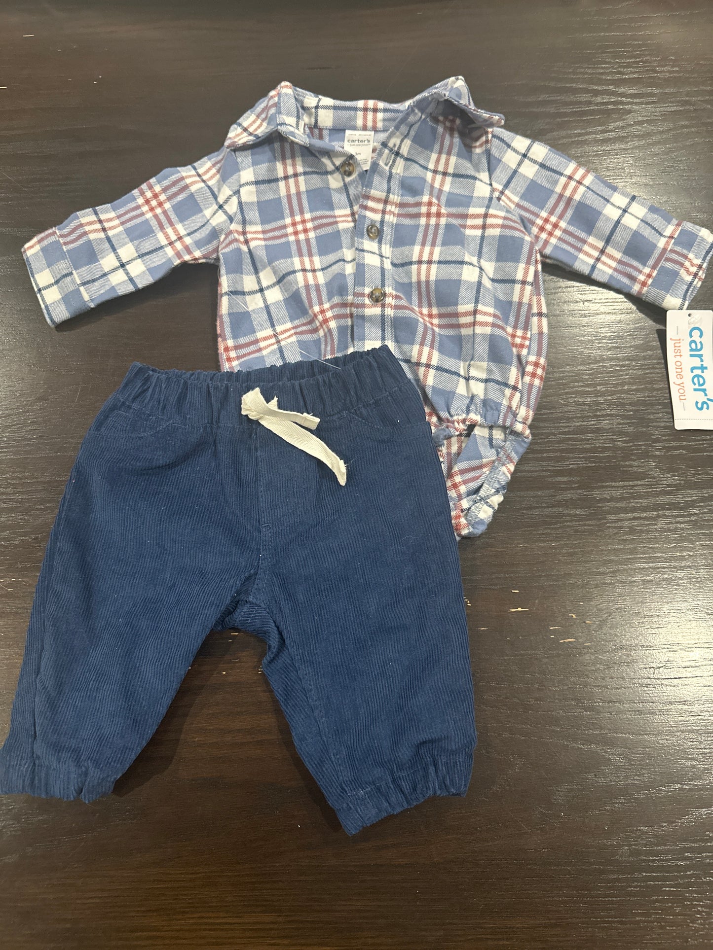 Carter’s® Baby Boys 2-Piece Plaid Bodysuit & Corduroy Pants Set
