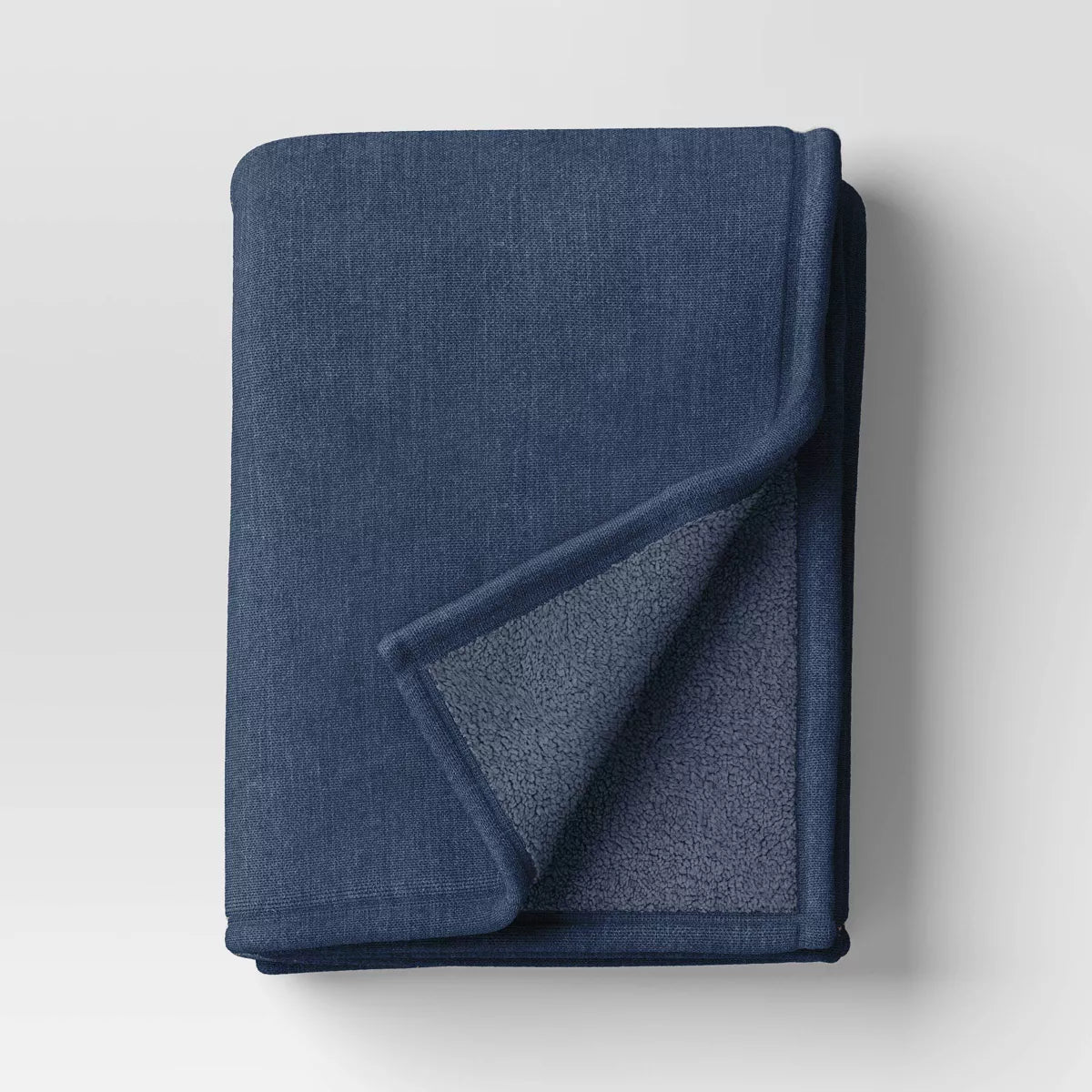 Chenille Throw Blanket with Faux Shearling Reverse - Threshold™-Blue