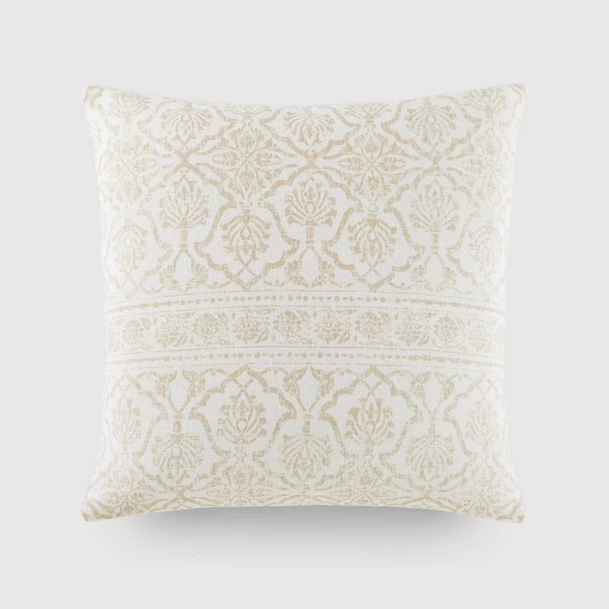 Antique Floral Pattern Cotton Throw Pillow Cover-Natural 20x20