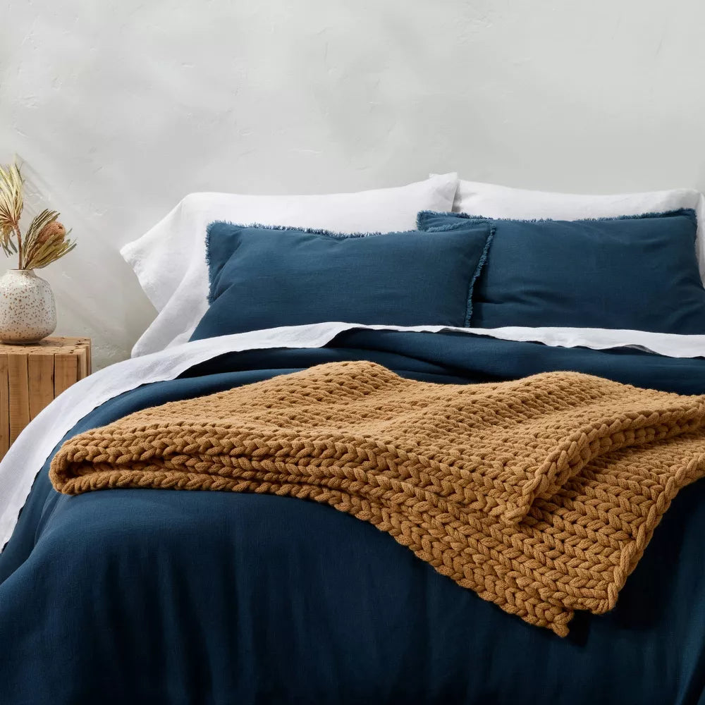 50"x70" Oversized Solid Bed Throw - Casaluna™ Warm Brown