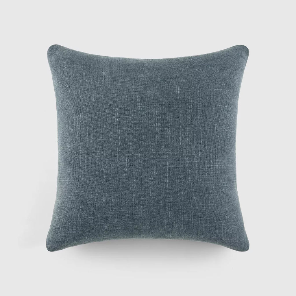 Stone Washed and Distressed Cotton Decor Throw Pillow Cover-Navy 20x20