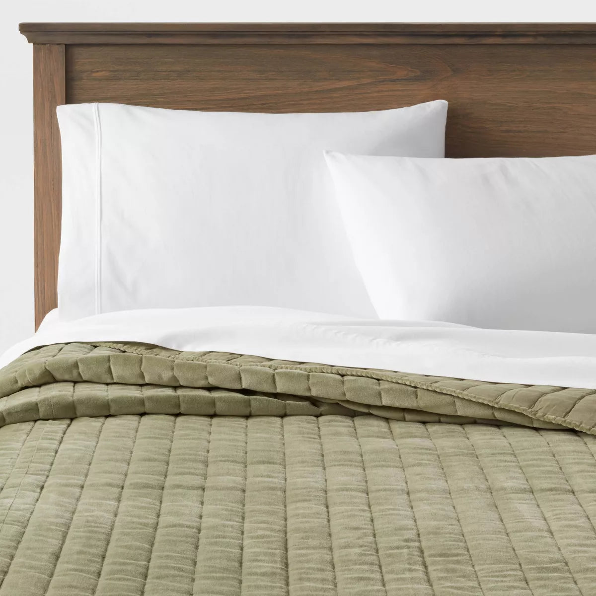 Channel Stitch Velvet Quilt - Threshold™-Green- Full/Queen