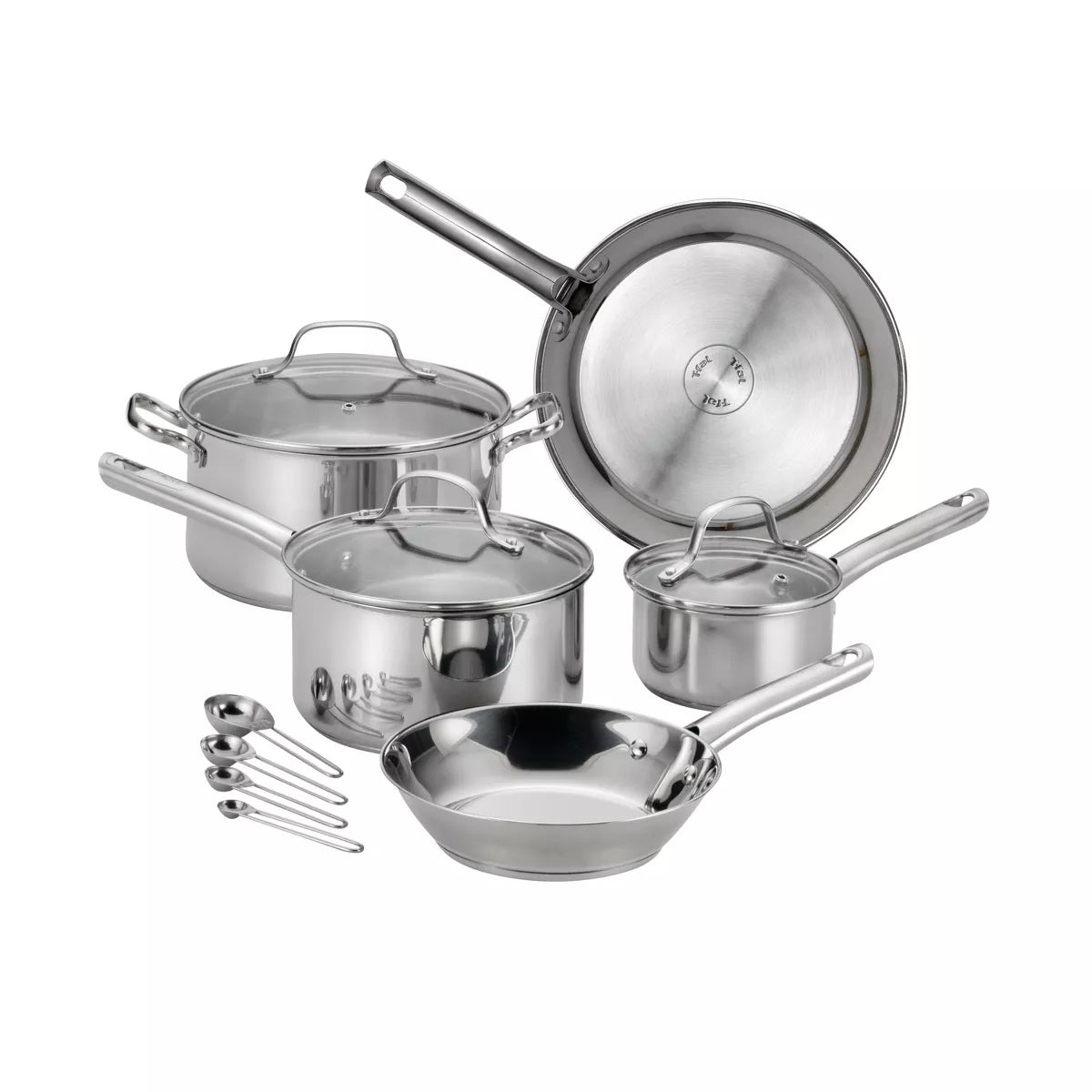 T-fal 14pc Expert Stainless Steel Cookware Set Silver