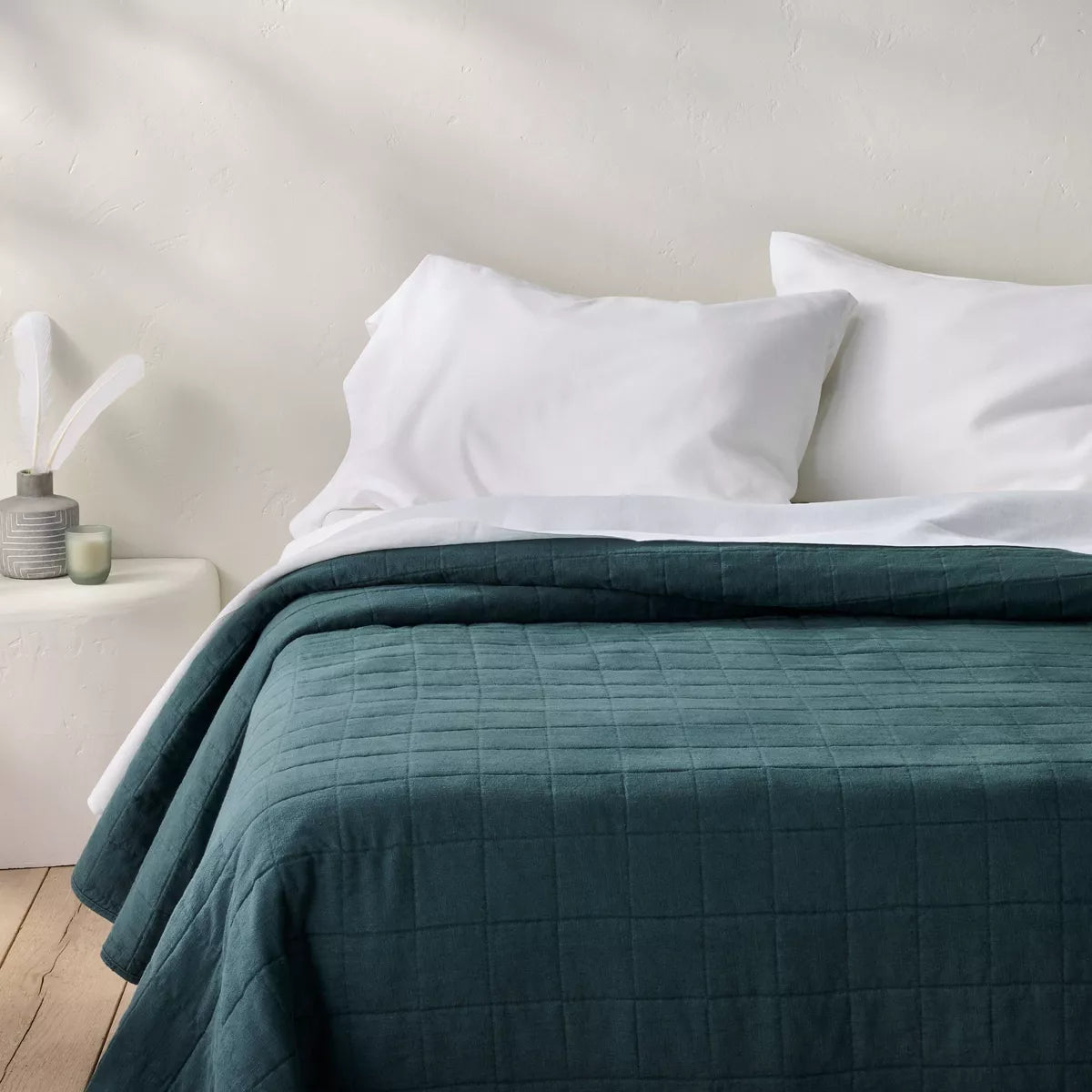 Heavyweight Linen Blend Quilt - Casaluna™ - Dark teal Blue-King