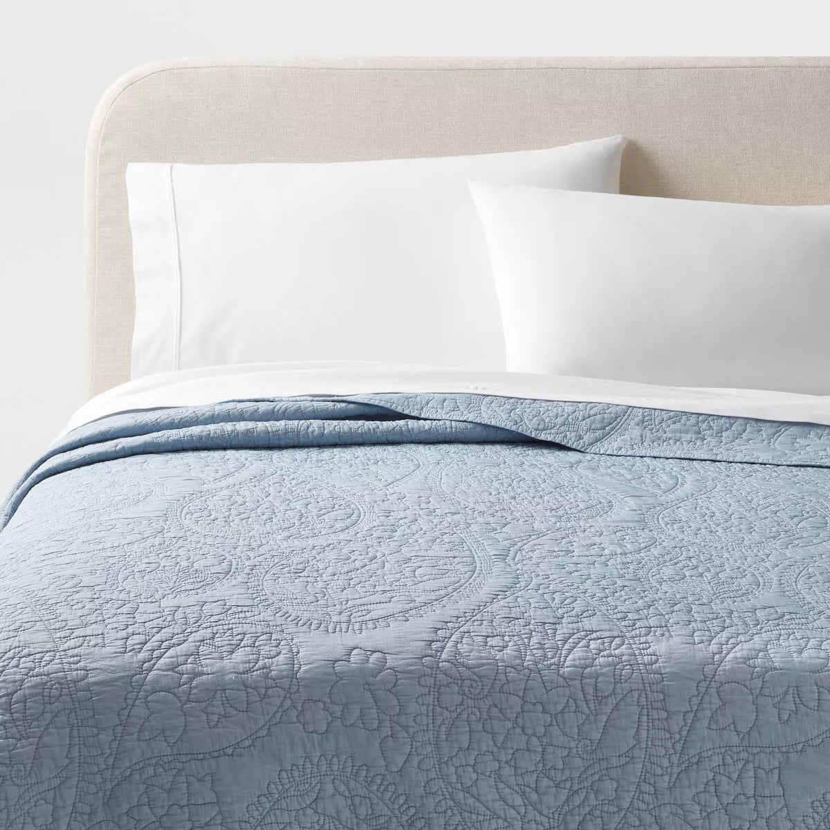 Garment Washed Paisley Stitch Quilt - Threshold™ Sky Blue-Full/queen