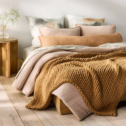 50"x70" Oversized Solid Bed Throw - Casaluna™ Warm Brown