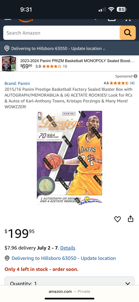 2015/16 Panini Prestige Basketball Factory Sealed Blaster Box with AUTOGRAPH/MEMORABILIA & (4) ACETATE ROOKIES!