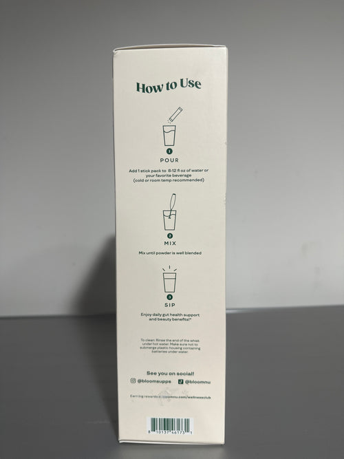 Bloom Colostrum Starter Kit Electric Mixer 8 Stick Packs Exp 02/2027