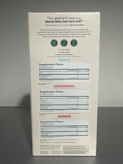 Bloom Nutrition Colostrum Starter Kit – 3-in-1 Formula (8 Stick Packs)