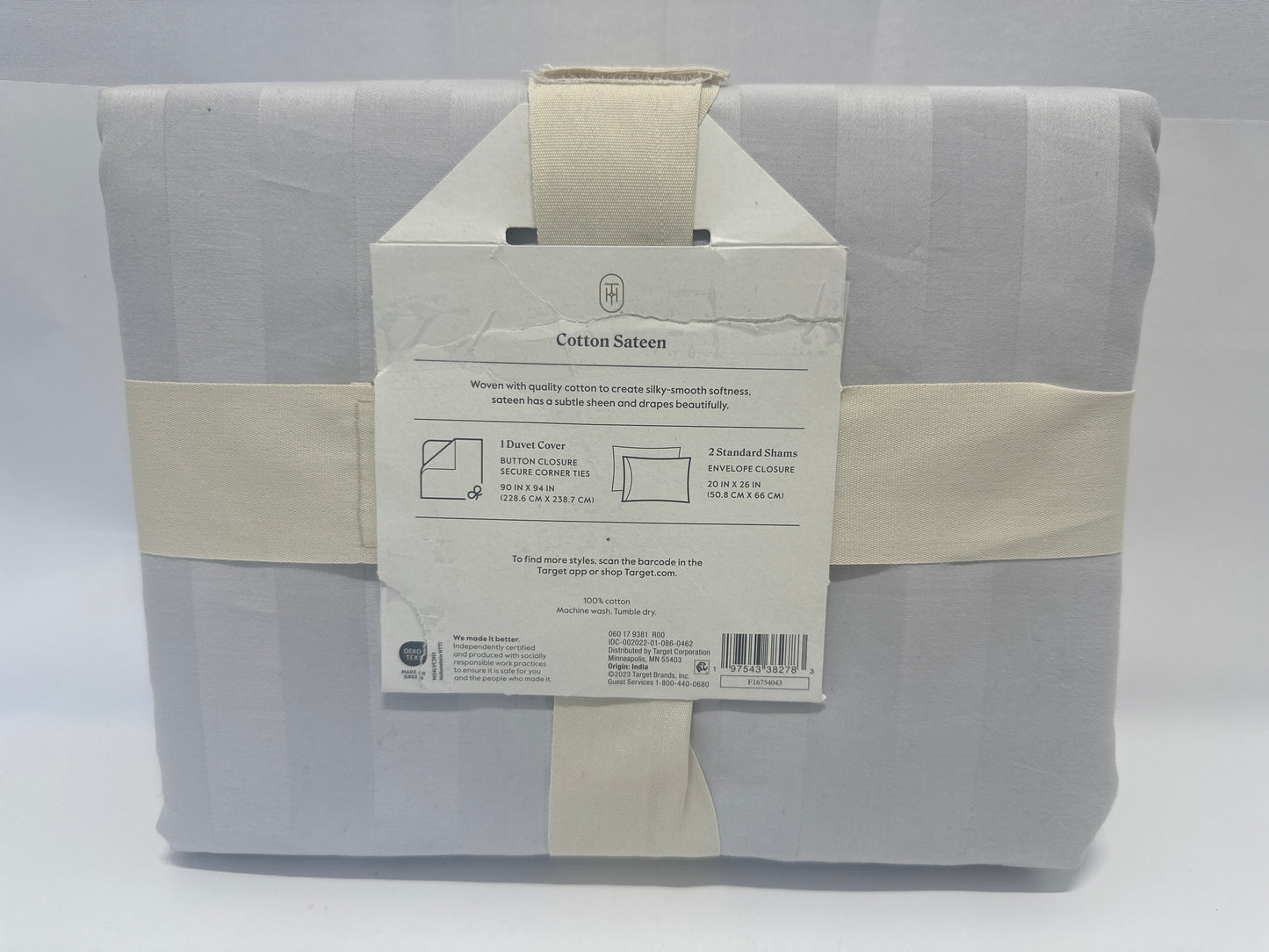 Threshold Stripe Damask Sateen Duvet Cover Set