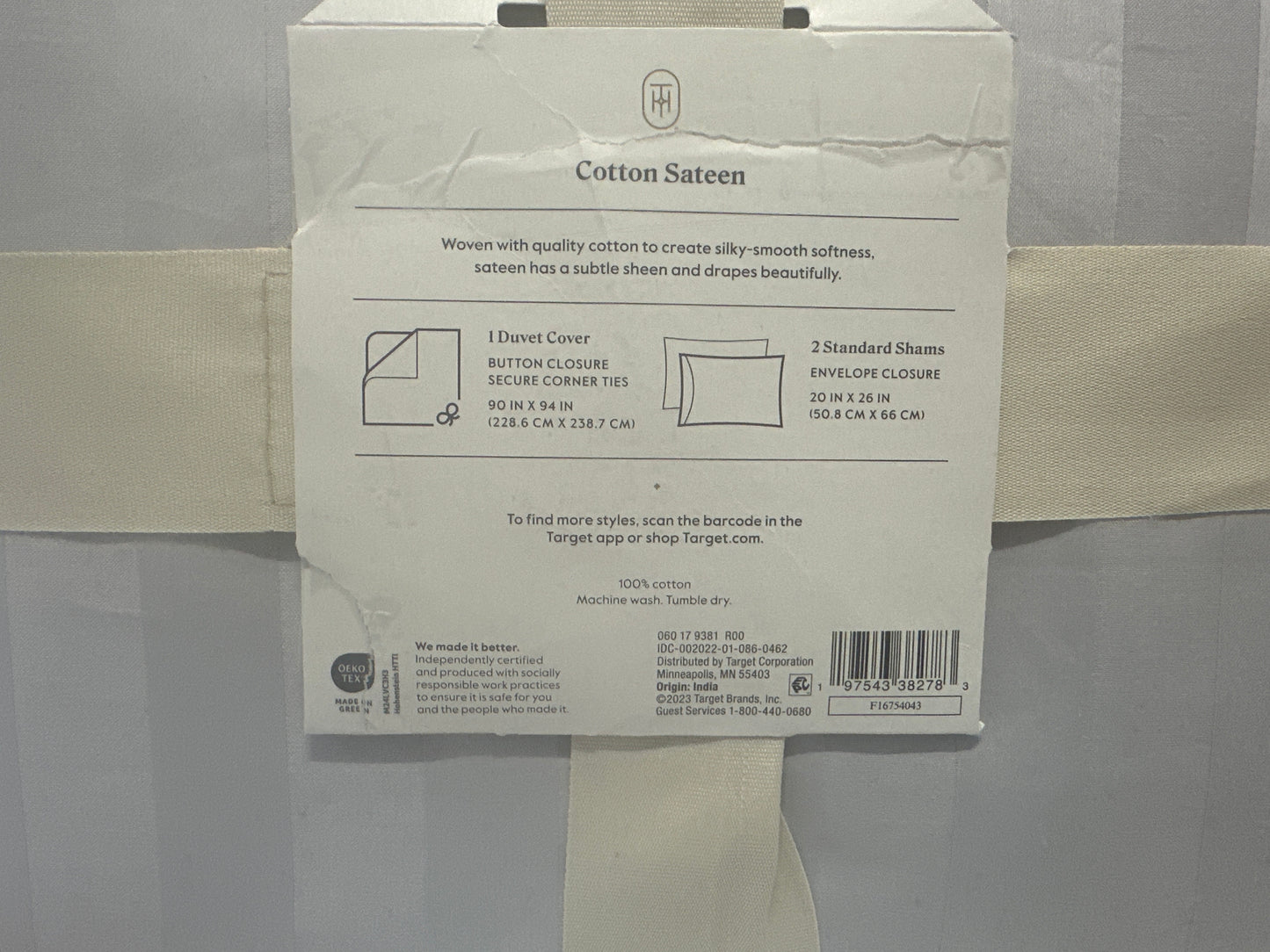 Threshold Stripe Damask Sateen Duvet Cover Set