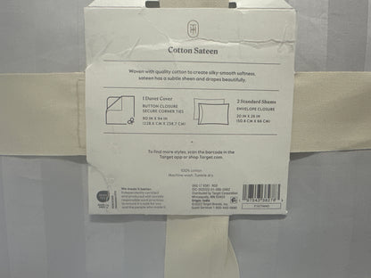 Threshold Stripe Damask Sateen Duvet Cover Set