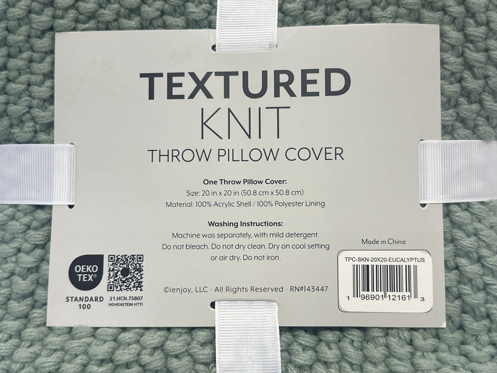 Ienjoy Textured Knit Throw Pillow Cover 20in x 20in