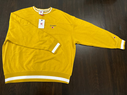 Champion Men's University Small Script Sweatshirt - Lemon Curry