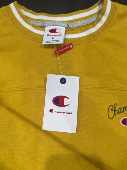 Champion Men's University Small Script Sweatshirt - Lemon Curry