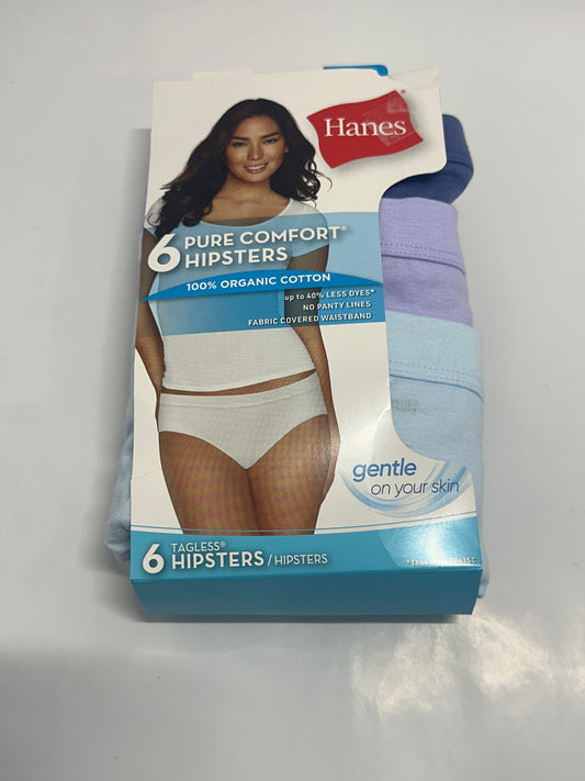 Hanes Pure Comfort Hipsters – 6-Pack Organic Cotton Underwear Size 7
