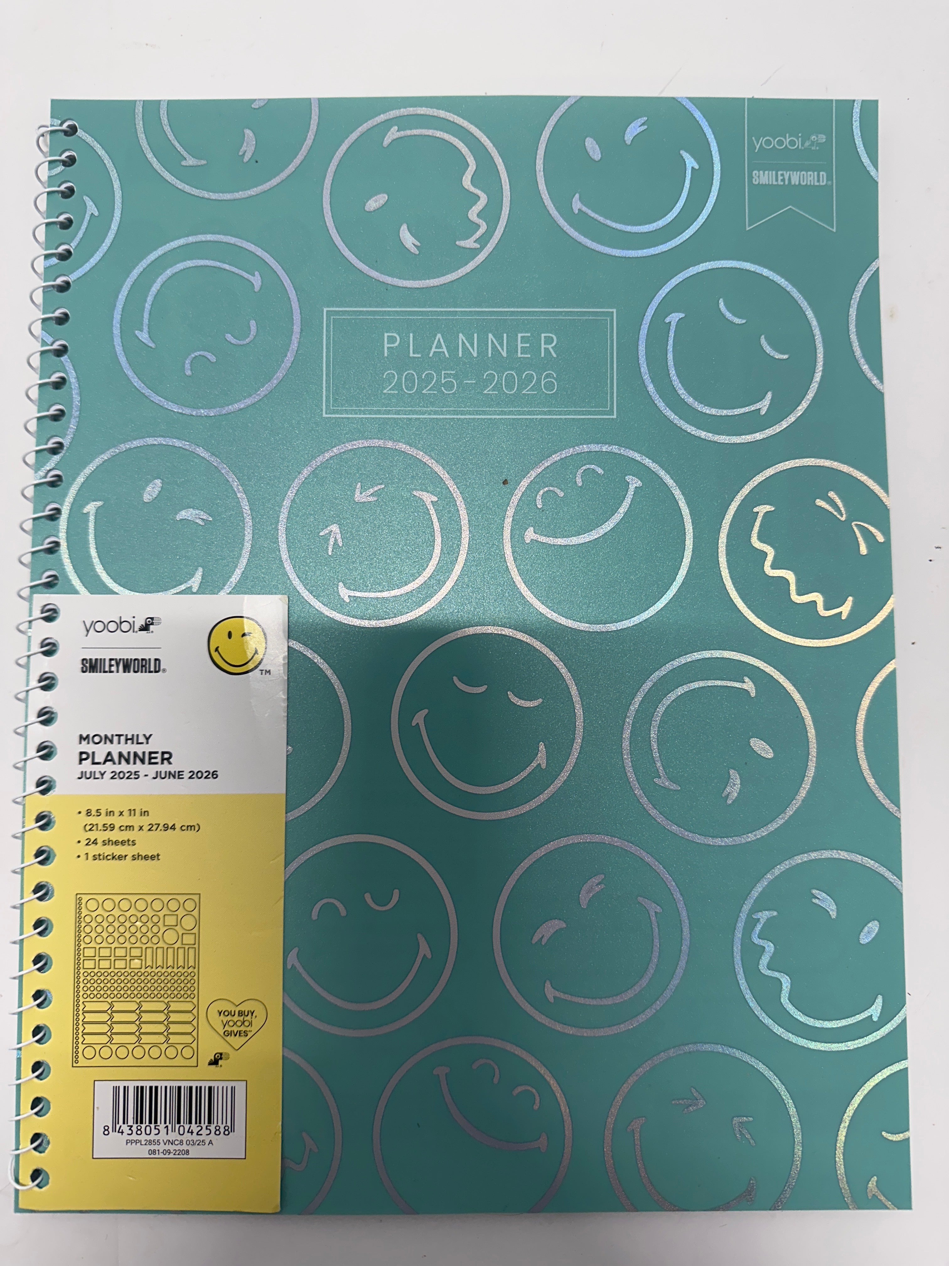Lot of 9 Yoobi SmileyWorld 2025-2026 Monthly Planner 8.5x11 Expired New