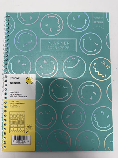 Lot of 9 Yoobi SmileyWorld 2025-2026 Monthly Planner 8.5x11 Expired New