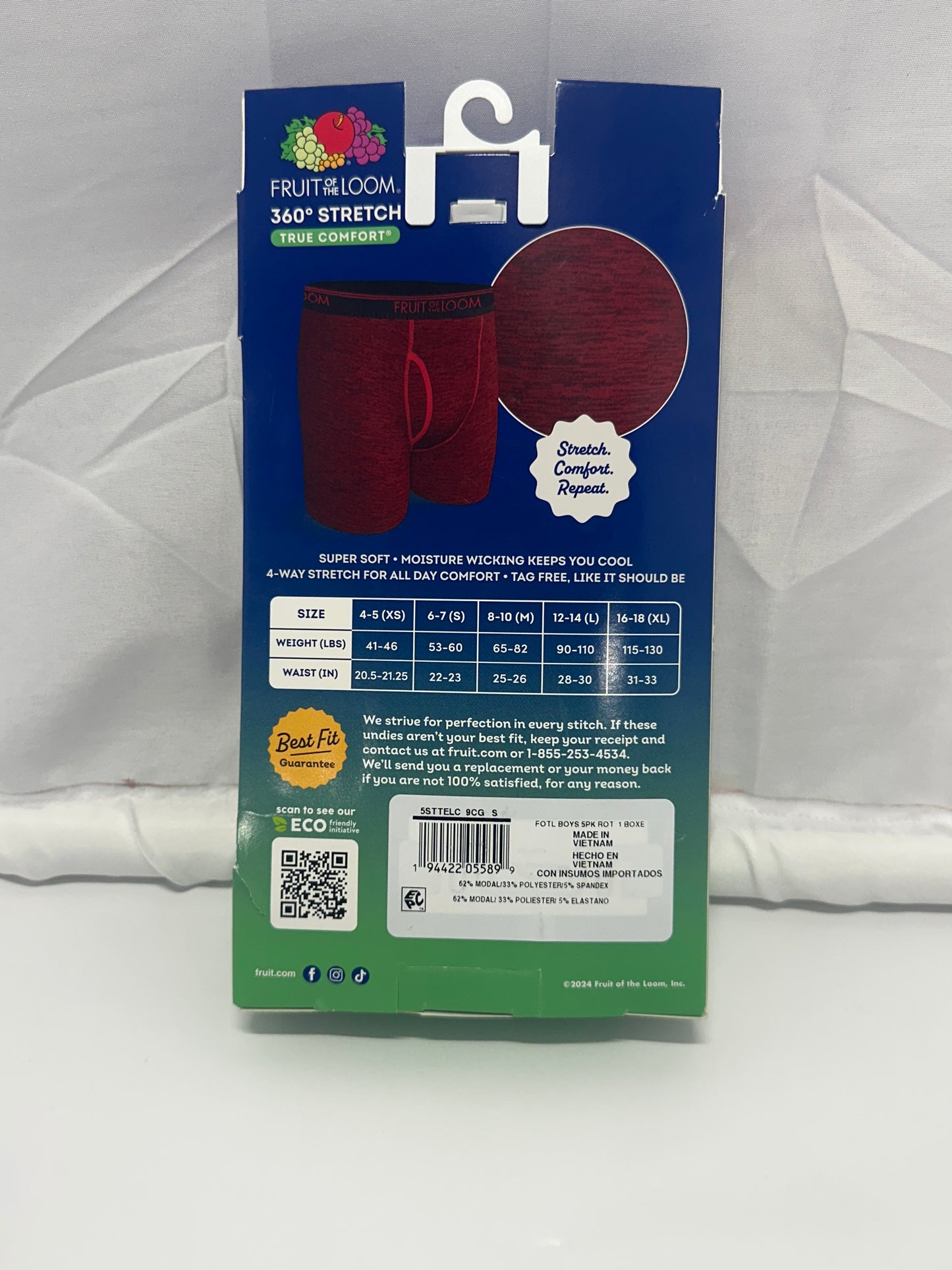 Fruit of the Loom Boys 360° Stretch True Comfort Boxer Briefs (5-Pack)