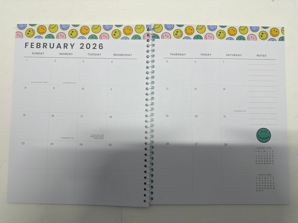 Lot of 9 Yoobi SmileyWorld 2025-2026 Monthly Planner 8.5x11 Expired New
