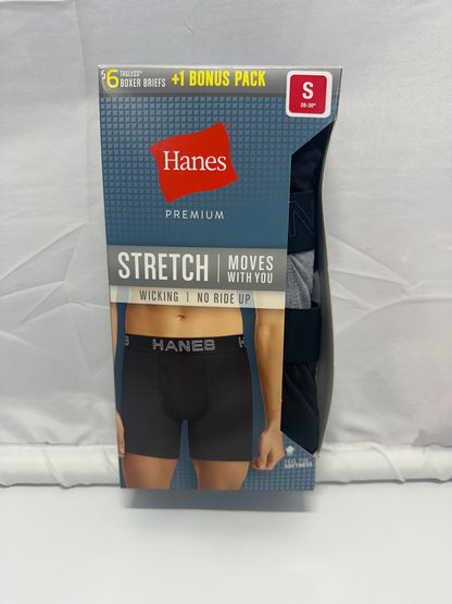 Hanes Premium Cotton Stretch Tagless Boxer Briefs Value Pack