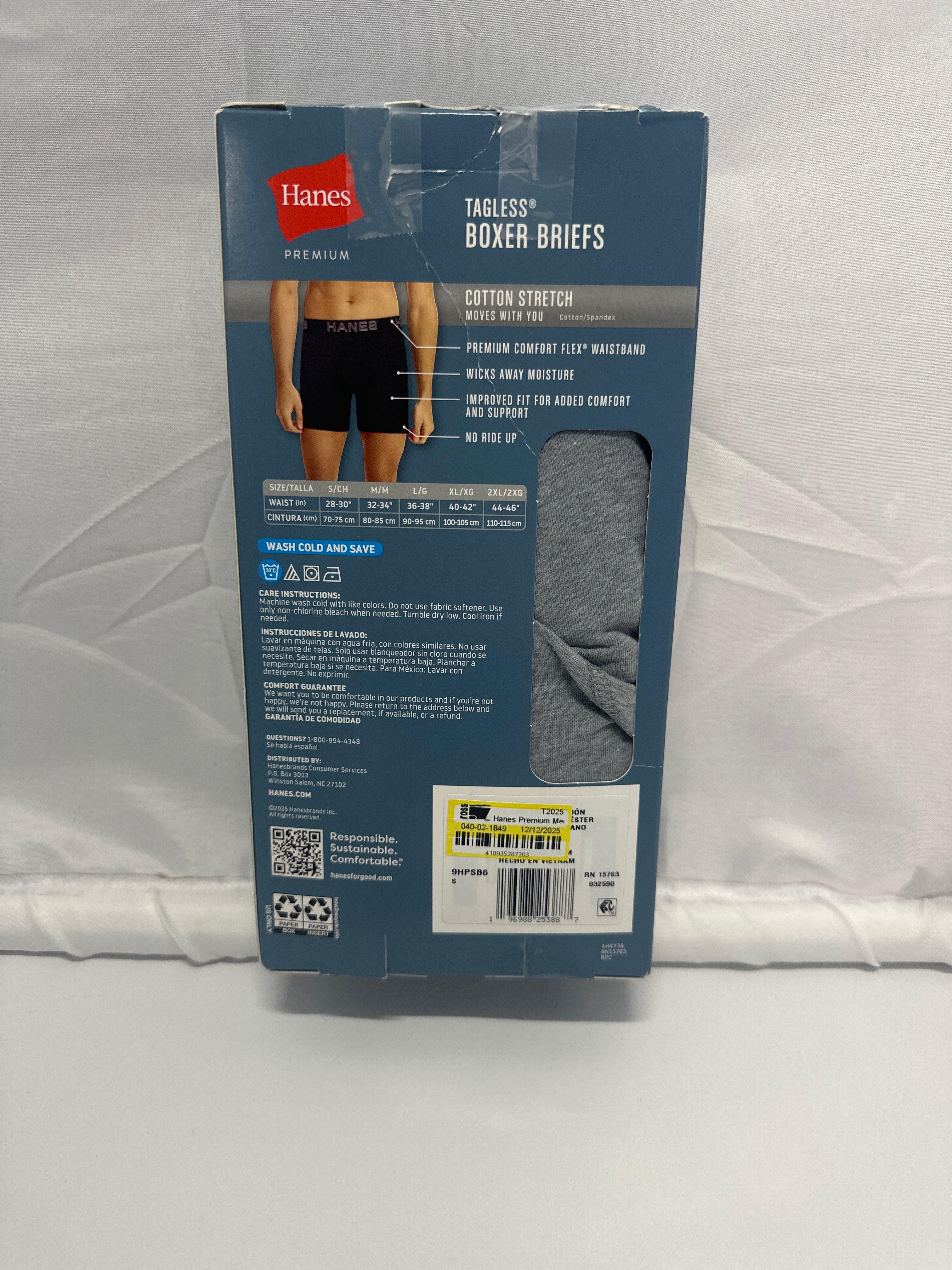 Hanes Premium Cotton Stretch Tagless Boxer Briefs Value Pack