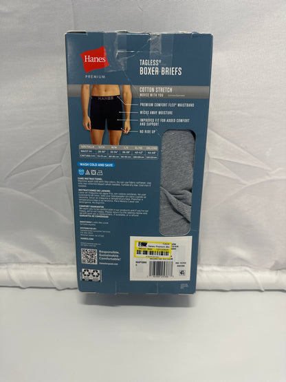 Hanes Premium Cotton Stretch Tagless Boxer Briefs Value Pack