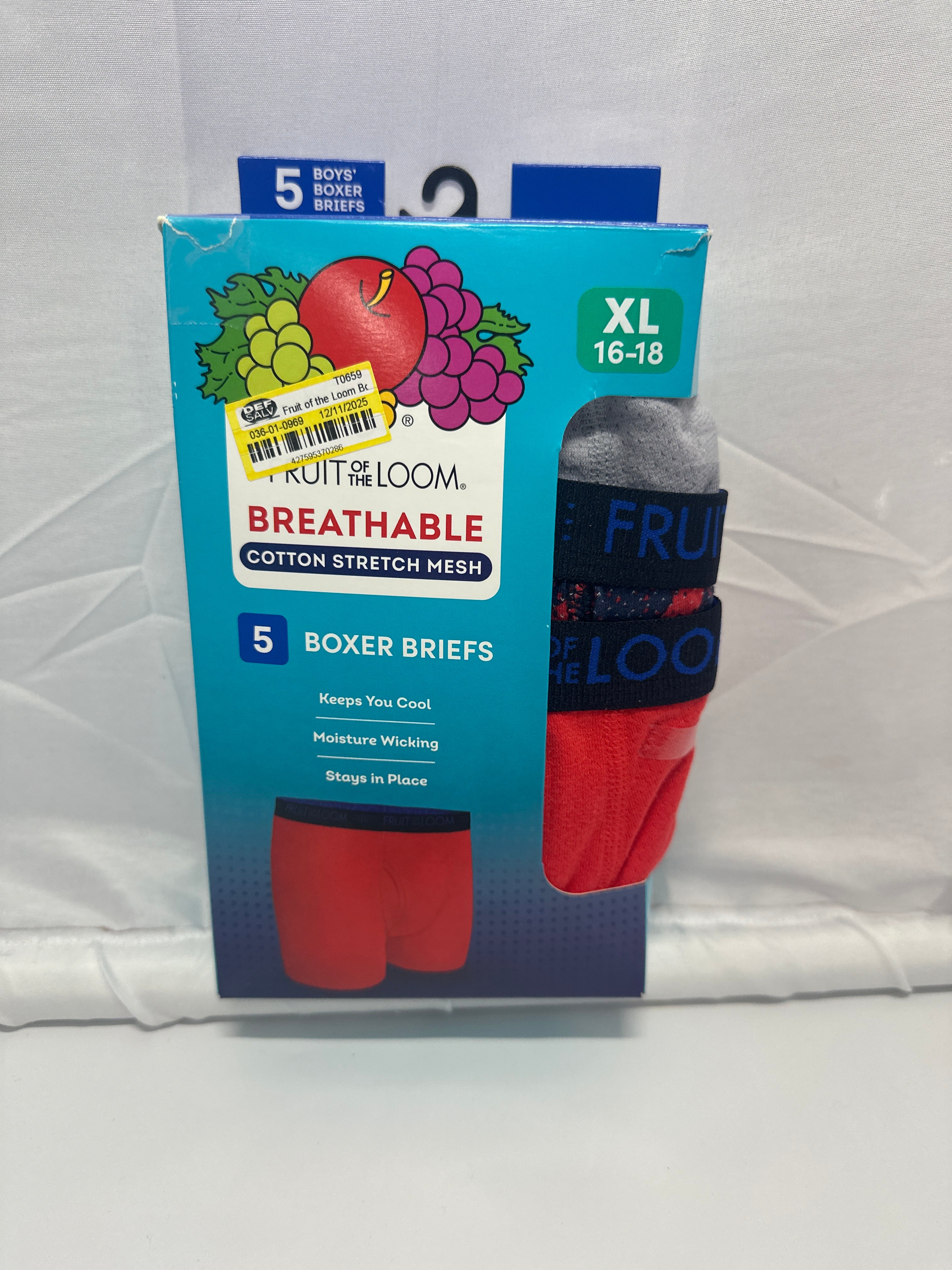 Fruit of the Loom Boys Breathable Cotton Stretch Mesh Boxer Briefs (5-Pack)