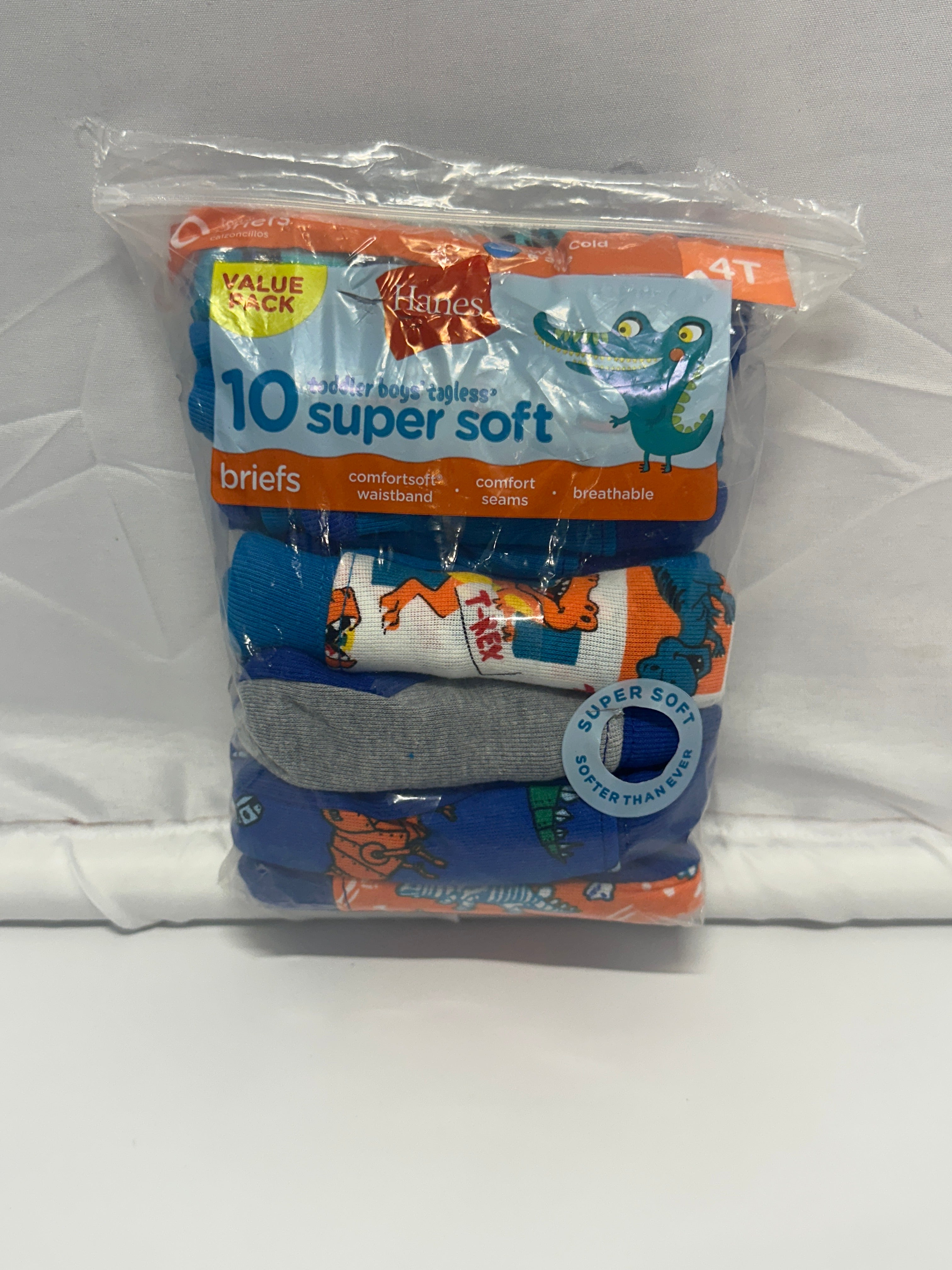 Hanes Toddler Boys Super Soft Tagless Briefs 4T (10-Pack)