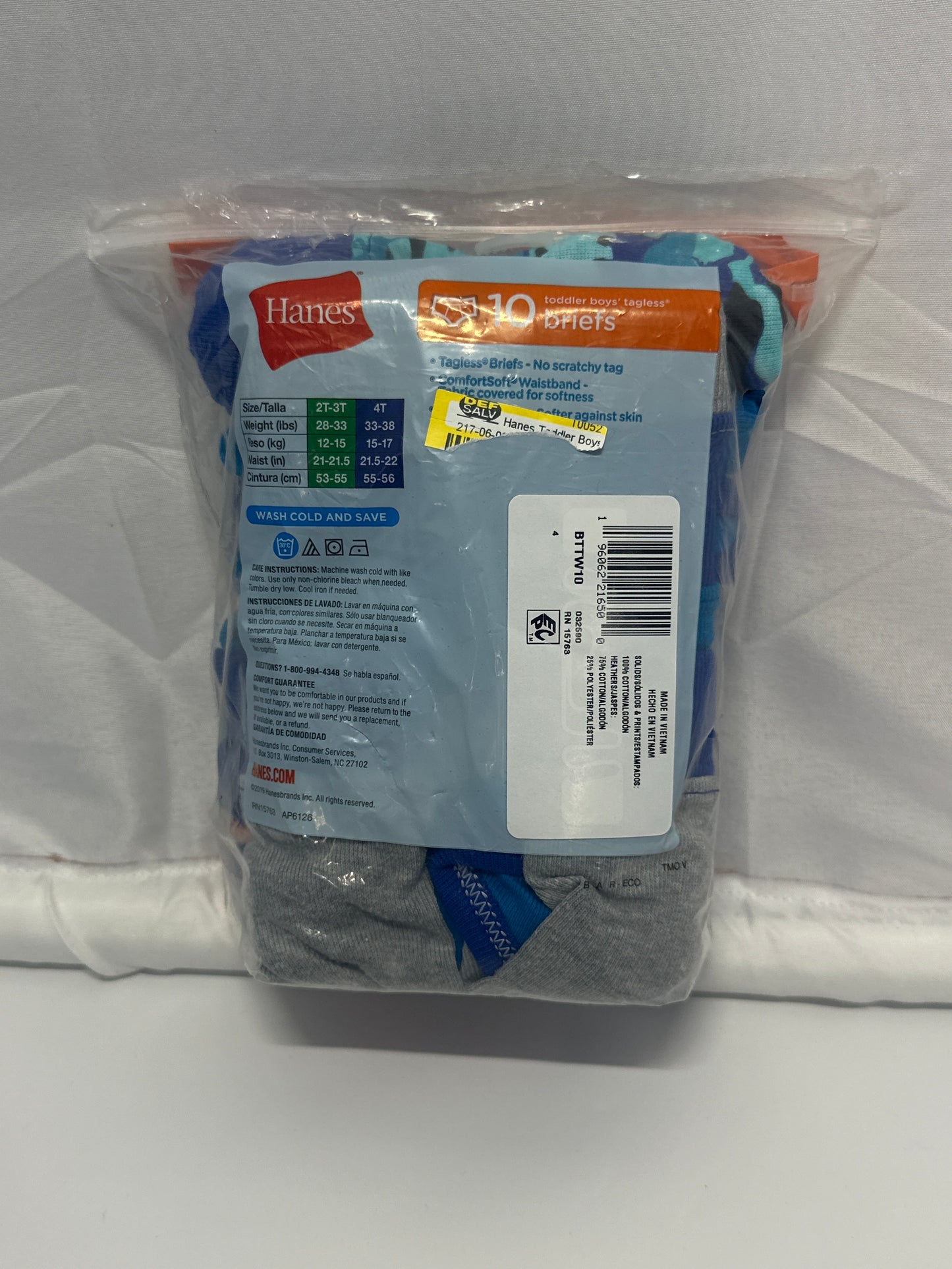 Hanes Toddler Boys Super Soft Tagless Briefs (10-Pack)