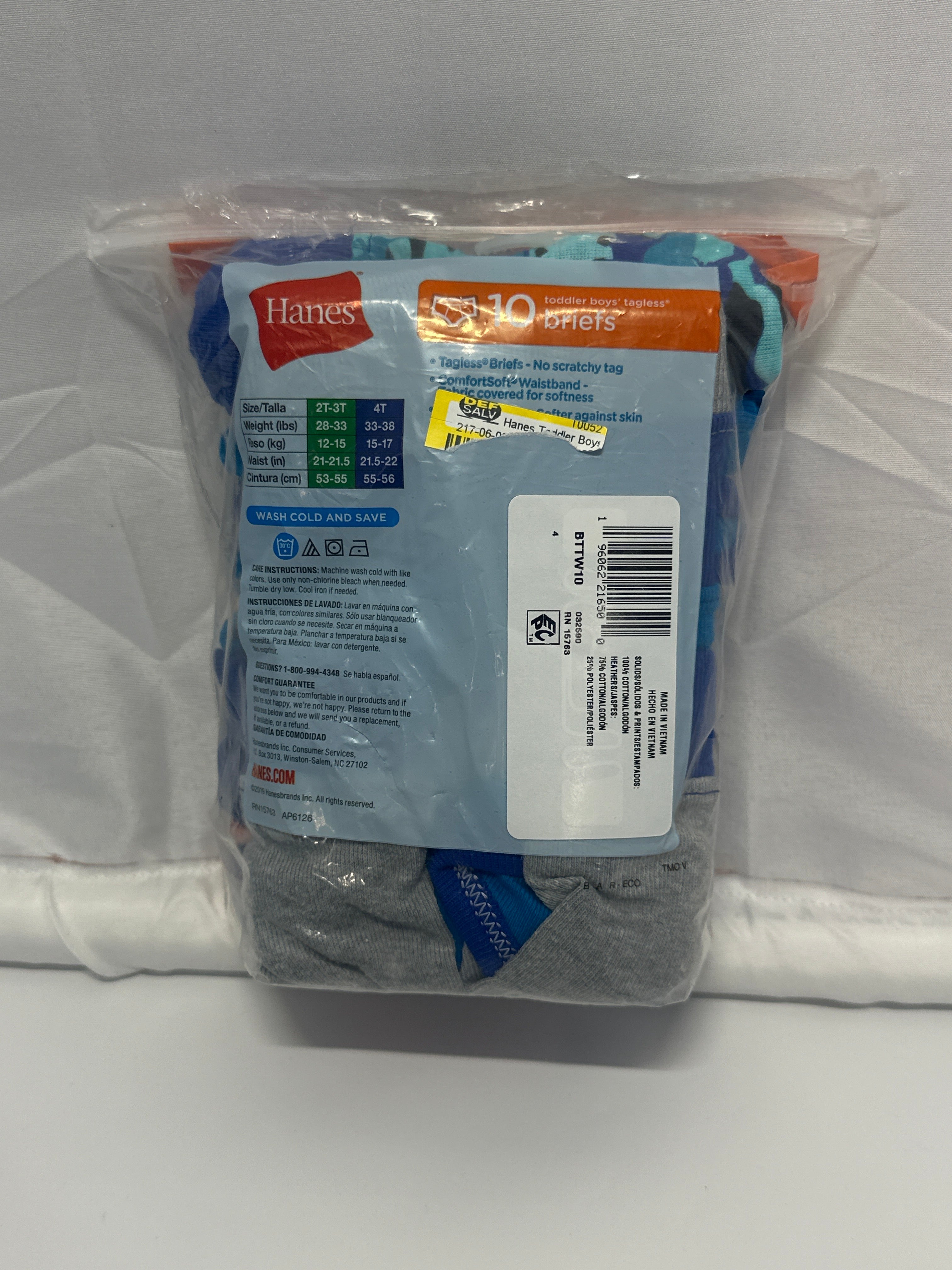 Hanes Toddler Boys Super Soft Tagless Briefs 4T (10-Pack)
