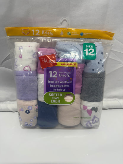 Hanes Girls Tagless Cotton Briefs Value Pack (12-Pack)