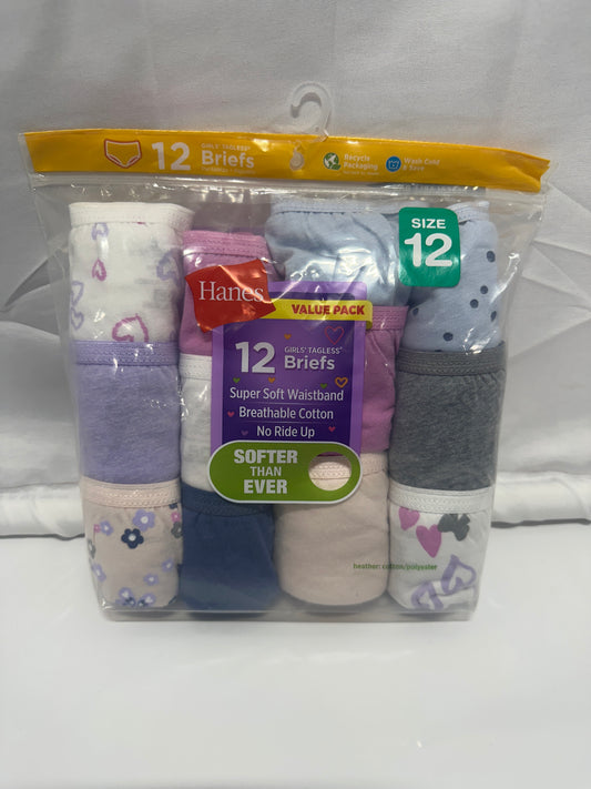 Hanes Girls Tagless Cotton Briefs Value Pack (12-Pack)