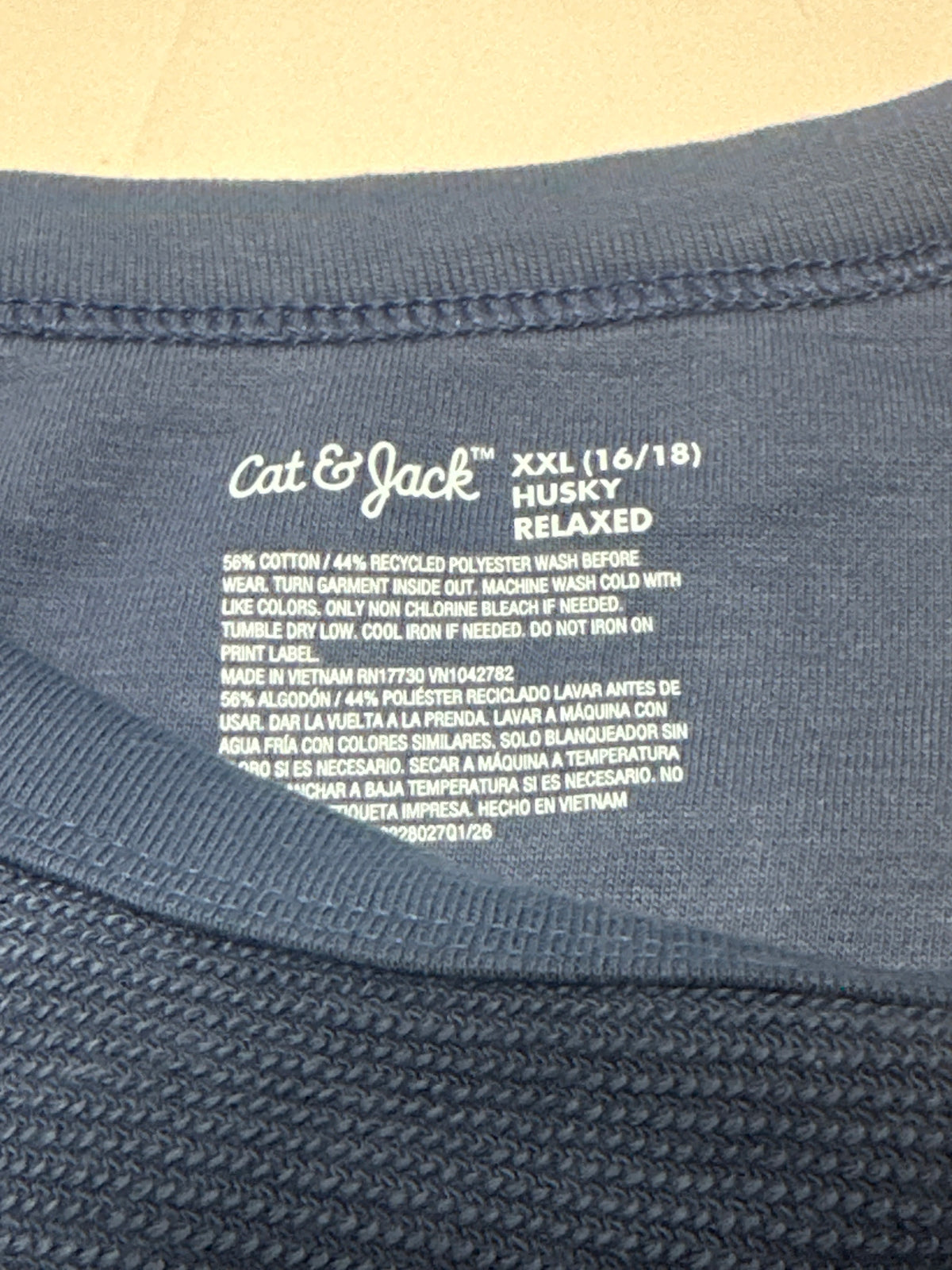 Cat & Jack Navy Relaxed Short Sleeve T Shirt Size XXL 16 18 Husky