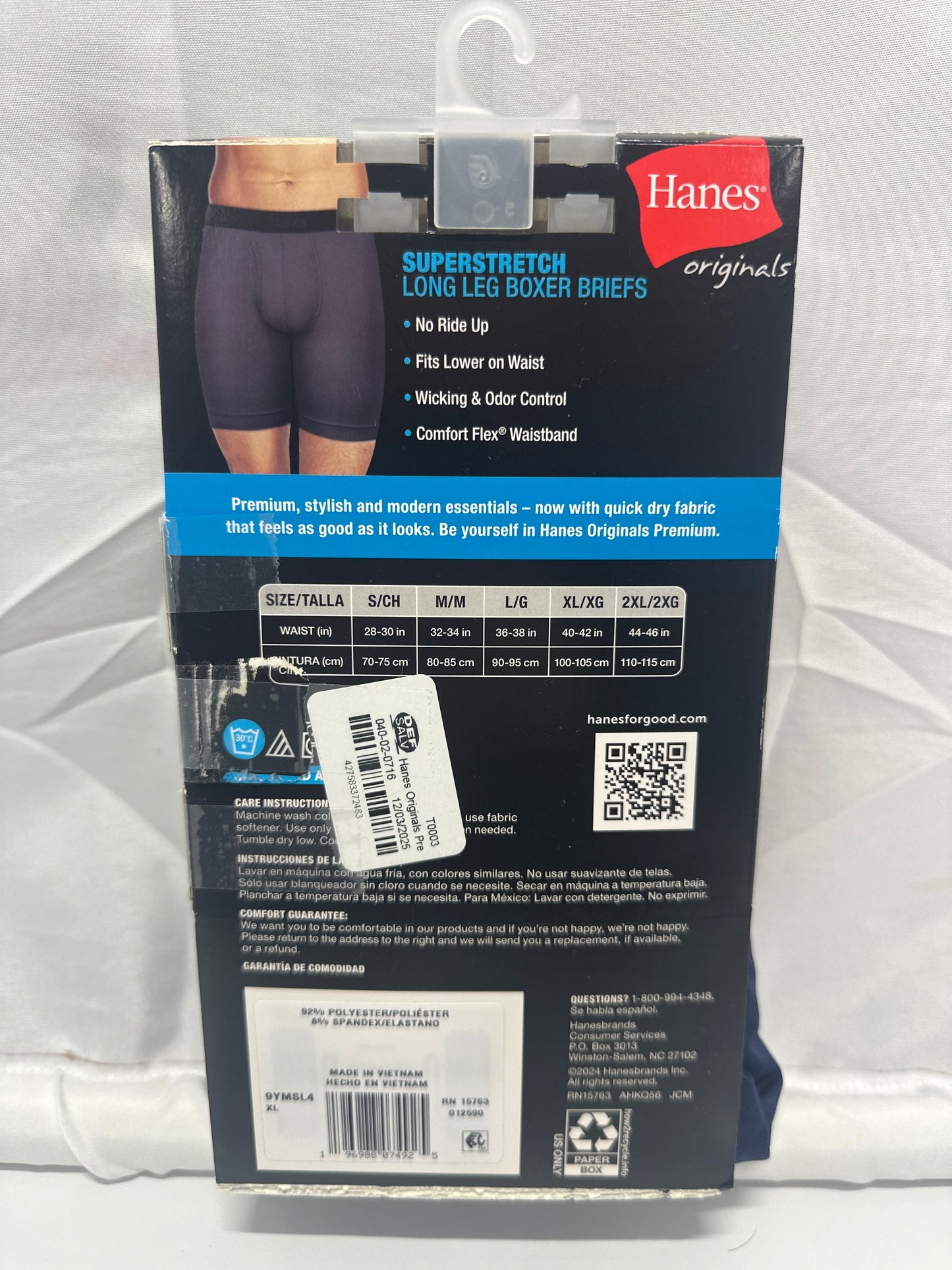Hanes Originals Premium Superstretch Long Leg Boxer Briefs (4-Pack)